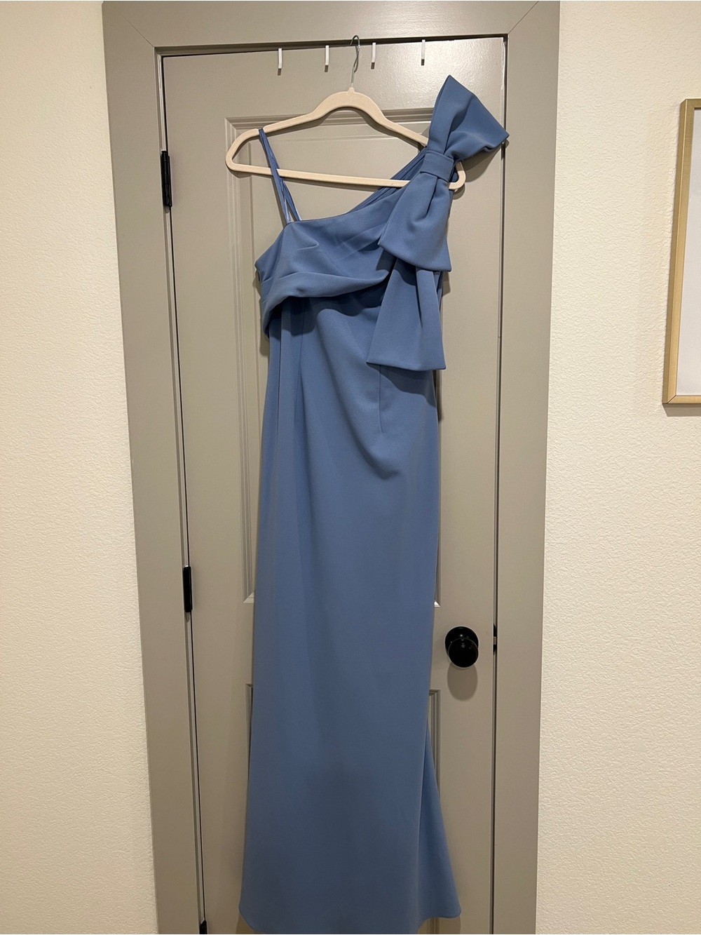 Adrianna Papell One-Shoulder Gown in Dusty Blue